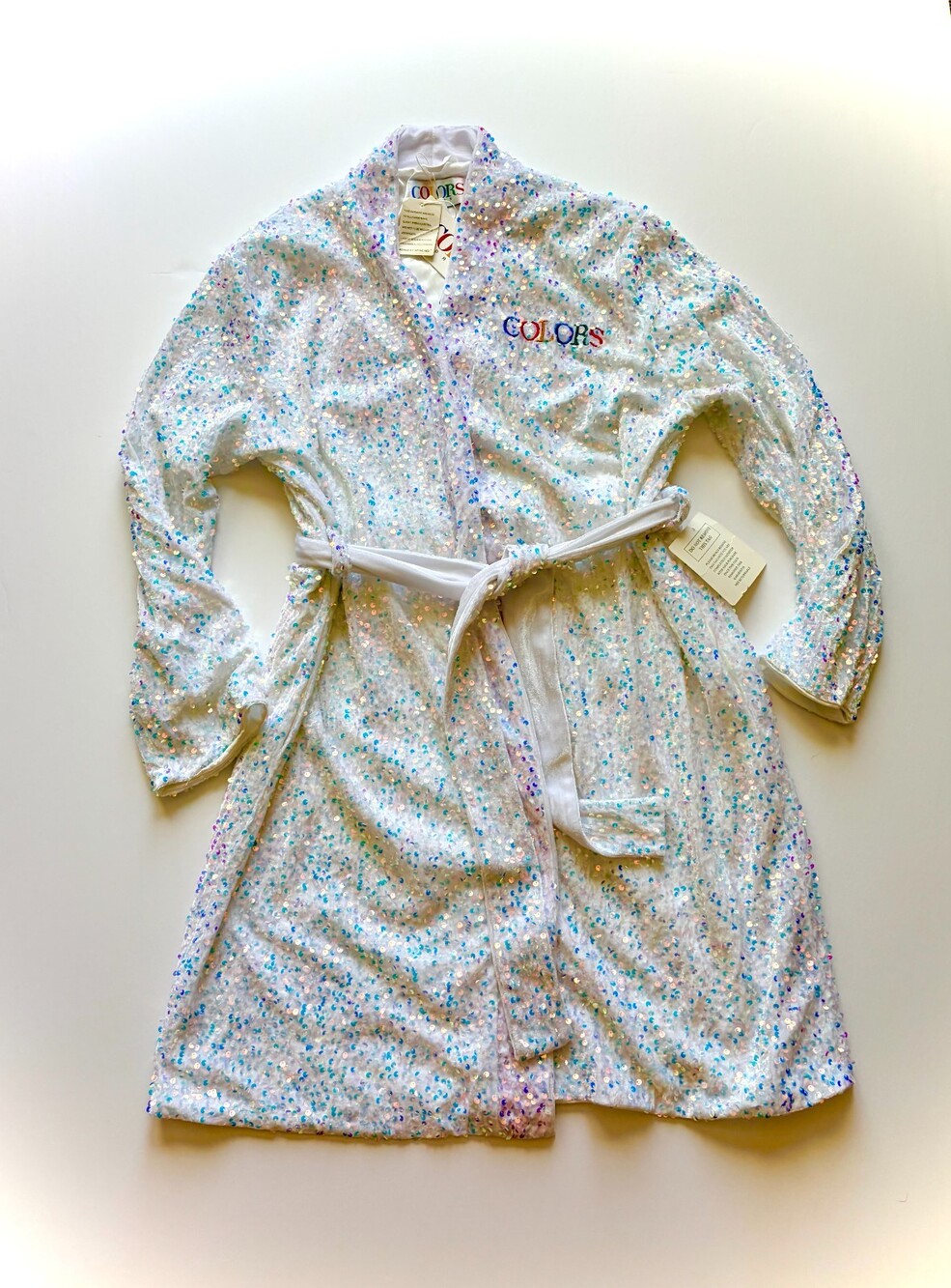 NWT Colors Dress Iridescent Sequin Robe Kimono Bridal Getting Ready / Prom Glam